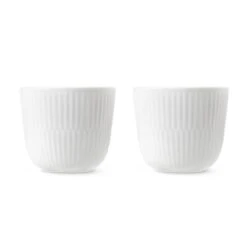 Royal Copenhagen Hvid Riflet 2-pak Lysestage, Hvid