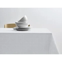 Södahl Tiles Damask Dug, Optisk Hvid, 140x220 Cm