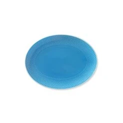 Lyngby Porcelæn Rhombe Color Ovalt Serveringsfad, Blå, 21,5x28,5 Cm