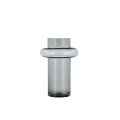 Lyngby Glas Tube Vase, Smoke, 25 Cm