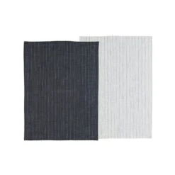 Södahl 2-Pak Line Viskestykke, Ask/Hvid, 50x70 Cm