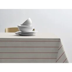 Södahl Line Dug, Offwhite /Rød, 140x320 Cm