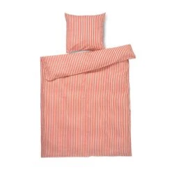 Juna Bæk&Bølge Lines Sengesæt, Chili/Birk, 140x220 Cm