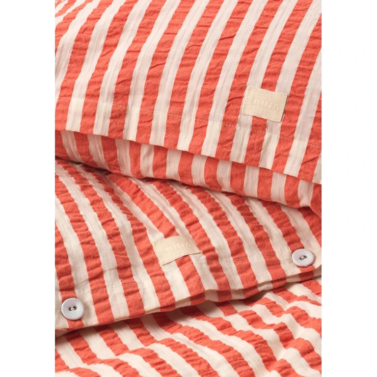 Juna Bæk&Bølge Lines Sengesæt, Chili/Birk, 140x200 Cm 2 Juna Bæk&Bølge Lines Sengesæt, Chili/Birk, 140x200 Cm - Billede 2