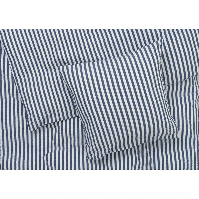 Juna Bæk&Bølge Lines Sengesæt, Mørkeblå/ Hvid, 140x220 Cm 2 Juna Bæk&Bølge Lines Sengesæt, Mørkeblå/ Hvid, 140x220 Cm - Billede 2