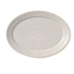 Royal Copenhagen Halvblonde Oval Tallerken, Hvid, Ø28 Cm